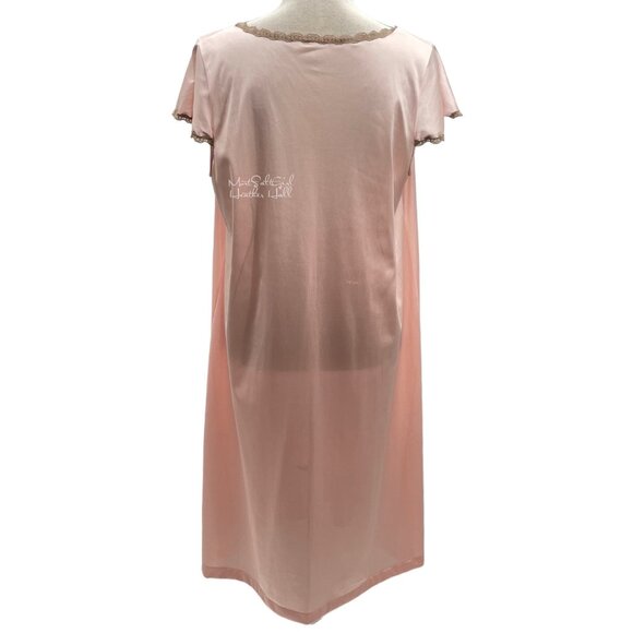 Vanity Fair Vtg 1970's Pink Whisper Lace Accent Satin Ensemble Slip & Robe Set - Picture 4 of 13